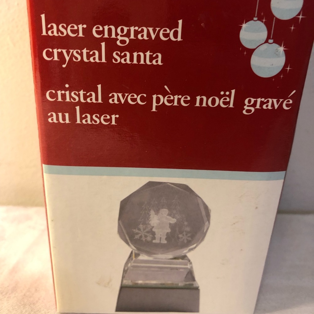 Laser Engraved Crystal Santa